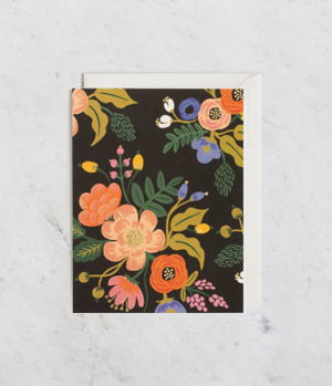 Cover art for Lively Floral Black Single Greeting Card