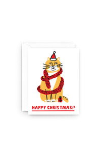 Cover art for Wrap Christmas Tinsel Cat Single Christmas Card