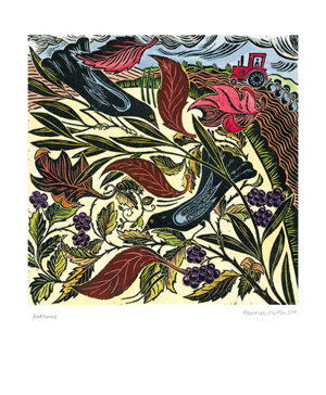 Cover art for Autumn Linocut by Hannah Firmin Single Greeting Card