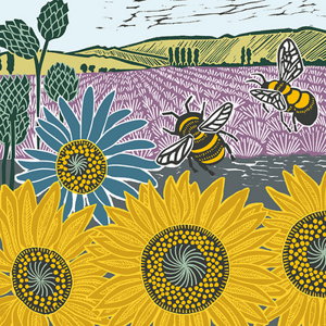 Cover art for The Art File Sunflowers and Bees Single Greeting Card