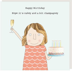 Cover art for Rosie Made a Thing Happy Birthday Champagney Greeting Card