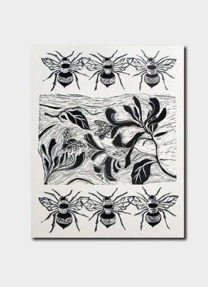 Cover art for Jo Hollier Bees Woodcut Bombus Single Greeting Card