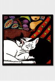 Cover art for Kit Hiller Black and White Cats Single Greeting Card