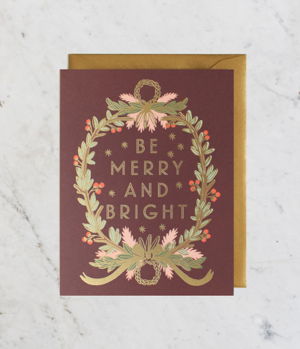 Cover art for Be Merry and Bright Wreath Christmas Greeting Card