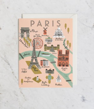 Cover art for Paris Map Greeting Card