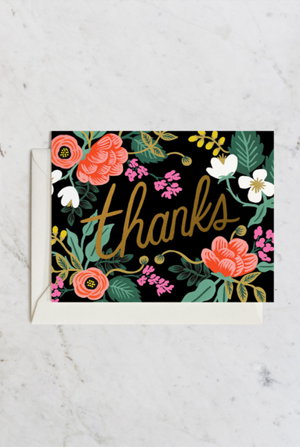 Cover art for Rifle Paper Co Bird Floral Thankyou Blank Card