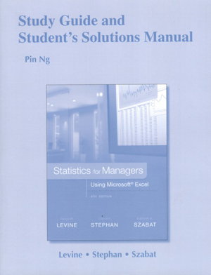 Cover art for Study Guide and Student's Solutions Manual Statistics for Managers Using Microsoft Excel
