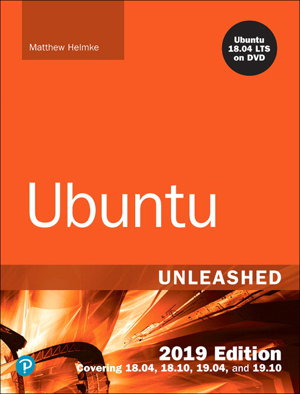 Cover art for Ubuntu Unleashed 2019 Edition covering 18.04 18.10 19.04 and19.10