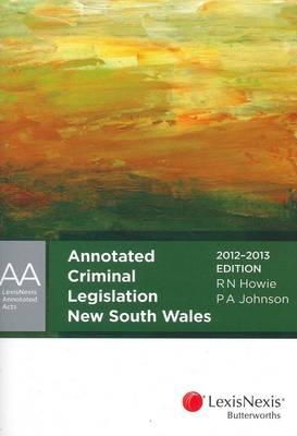Cover art for Annotated Criminal Legislation NSW 2012-2013
