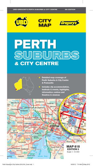 Cover art for UBD Gregory's Perth City and Suburbs Map 618 5th edition