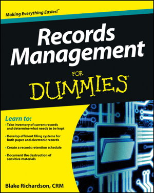 Cover art for Records Management For Dummies