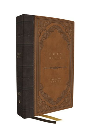 Cover art for KJV Bible, Giant Print Thinline Bible, Vintage Series, Leathersoft, Red Letter, Comfort Print [Brown]