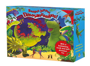 Cover art for Bumpus Jumpus Dinosaurumpus board book and toy boxed set - Australia