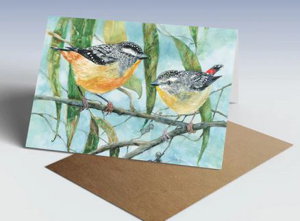 Cover art for Spotted Pardalotes Greeting Card