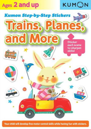 Cover art for Trains Planes and More Kumon Step-By-Step Stickers